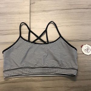 Black and white striped, strappy bralette